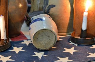 Antique 19th c Cobalt Decorated Stoneware Pitcher 7