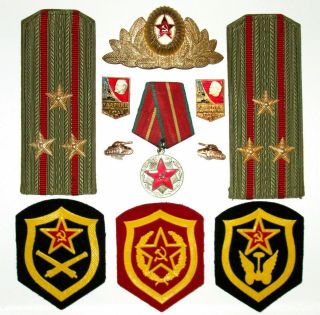 Set Soviet Military Patch Cap Badge Pin Award Medal Ussr Epaulet