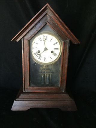 Antique Junghans Mantle Shelf Clock Runs Needs Cleaning