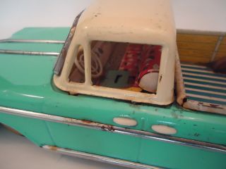 Vintage Red China Tin Toy Pickup Truck Friction Car MF 151,  MS ME 7