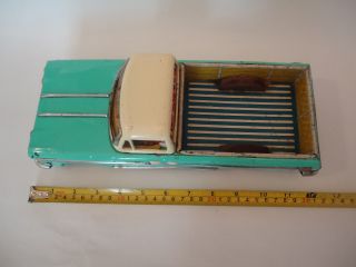 Vintage Red China Tin Toy Pickup Truck Friction Car MF 151,  MS ME 8