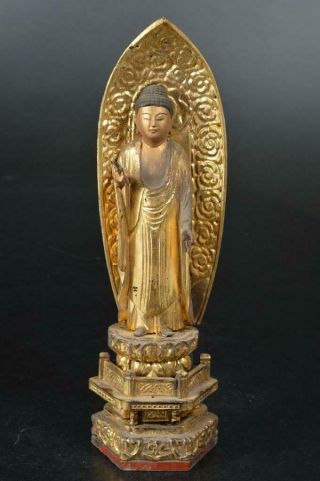 S7109: Japanese Wood Carving Buddhist Statue Sculpture Ornament Buddhist Art