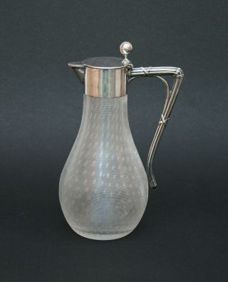 Antique Swedish Silver Mounted Glass Claret Jug Hallmarked 1901