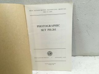 TM 11 - 400.  Install,  Operation,  & Maintenance of Photographic Set PH - 261.  1945 2