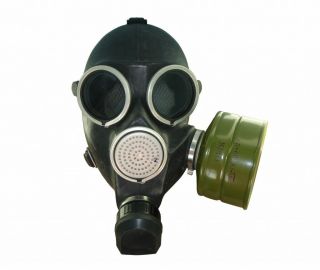 Rare Military Soviet Russian Gas Mask Gp - 7.  Size - 1 Black Mask,  Filter