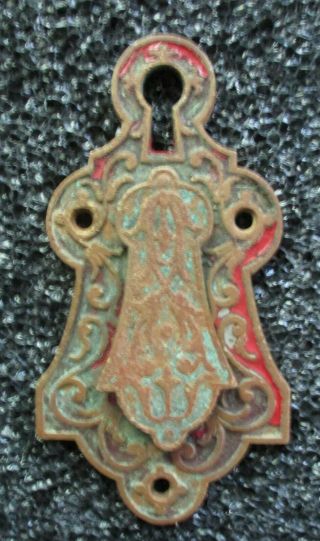 Large Eastlake Victorian Brass Bronze Door Escutcheon Slide Keyhole Cover