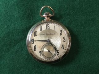 Vintage Illinois Pocket Watch Co.  Serviced 21 Jewel Gf Art Deco Pocket Watch 16s