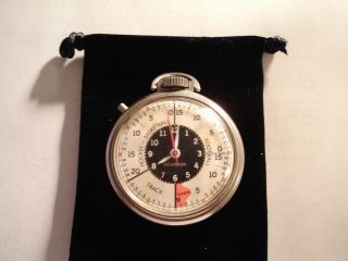 Vintage Rare 16s Pocket Watch Stop/watch Sport Theme Dial & Case Runs Well.