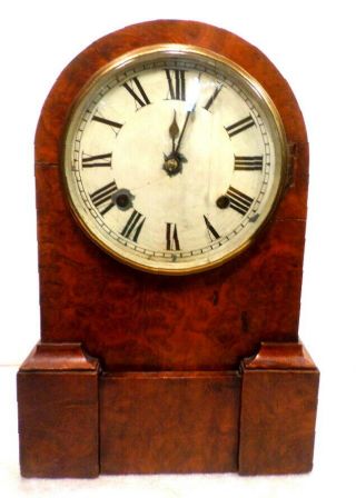 American Burled Walnut 8 Day Striking Shelf Clock Circa 1870