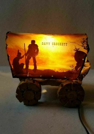 Vintage Davy Crockett Covered Wagon Lamp