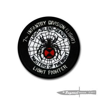 3 1/2 " 7th Infantry Division - Lightfighter - 7th Black Widow Embroidered Patch