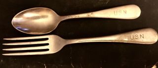 Vintage Stainless U.  S.  N Military Flatware Us Navy Spoon And Fork Silco Stainless