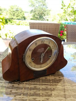 Vintage Westminster Chime Napoleon Hat Mantle Clock With Key