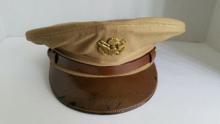 Vintage Military Forbcraft Military Hat With Badge