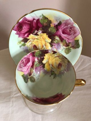 Vintage Stanley Hand Painted Tea Cup & Saucer Bone China Roses