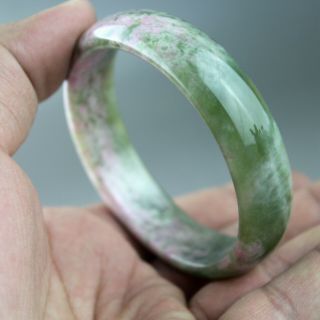 60 Mm,  Exquisite China Peach Blossom Jade Hand - Carved Jade Bangle Bracelet 0309