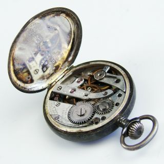 Antique Vintage FANCY Ornate Sterling Silver Case Swiss Ladies Pocket Watch 3