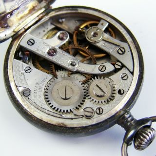 Antique Vintage FANCY Ornate Sterling Silver Case Swiss Ladies Pocket Watch 4