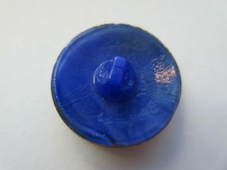 Brilliant Antique Vtg Cobalt Moonglow GLASS BUTTON Gold Luster 15/16 