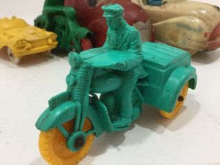 Vintage 1950s Auburn Rubber 3 Wheeler Motorcycle Tricycle Police Man Rider Usa