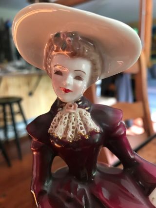 Vintage Florence Ceramics Of Pasadena Figurine Of Mary Sitting On A Chair 3