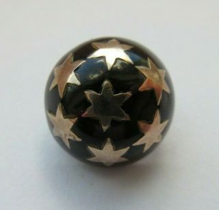 Spectacular Antique Vtg Victorian Carved Inlay Button Inlaid Silver Stars (z)