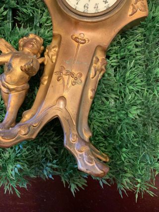 Rare Haven Clock 1900s Antique Brass/Bronze Cupid Cherub Art Nouveau Clock 5