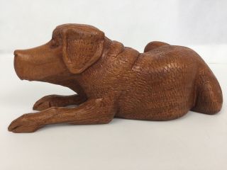 Wood Dog Sculpture Hand Carved Figurine Black Forest Chocolate Labrador 11 