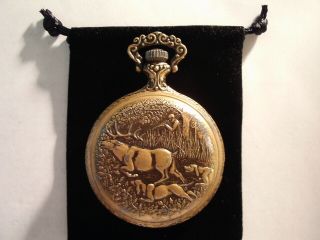 Vintage 16S Pocket Watch Hunter Case With Hunting Theme Case Runs Well. 3