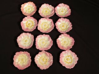 FIGURAL FLOWER ANTIQUE PORCELAIN BUTTER PATS SET 12 2