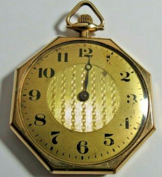 Antique Swiss Cretets Pocket Watch 12 Size Case Octagon 15 Jewels Gold Filled