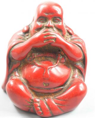 Exorcism Handwork China Collectable Coral Carve Smile Buddha Temple Pary Statue