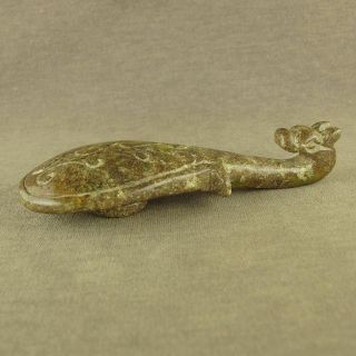 4.  1 " Carved With Hook Totem In Bi Chinese Antique Jade Dragon Belt Hook