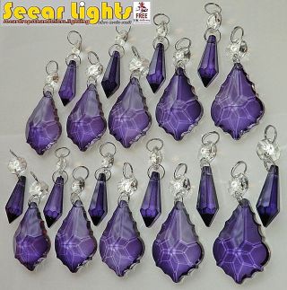 Chandelier Antique Purple Droplets Crystals X 20 Glass Drops Beads Light Parts