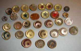 Antique Brass Perfume Buttons With Stars And Moons 3/8 " To 3/4 "