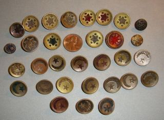 Antique Brass Perfume Buttons with Stars and Moons 3/8 