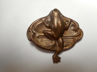 Frog On A Lily Pad Vintage Brass Button 1 - 3/8 " One Piece