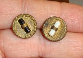 Pair Antique Brass Buttons With Glass Rods 1/2 "