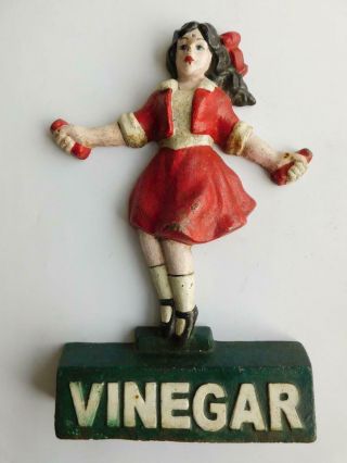 Cast Iron Skipping Girl Vinegar Doorstop Door Stop 