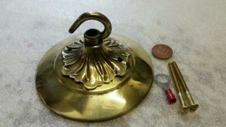 1 Larger 105mm Ceiling Rose Chandelier Hook French Brass Vintage Old Stunning A2
