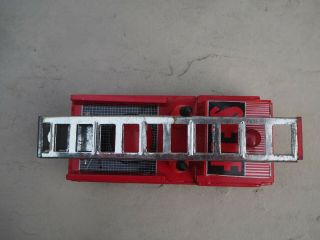 China Tin 1960 ' s Rare Model MF 183 FIRE ENGINE Friction Toy with Box 7