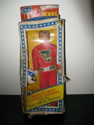 1972 Ideal Evel Knievel Figure - Red Suit - Helmet Never Removed From Box