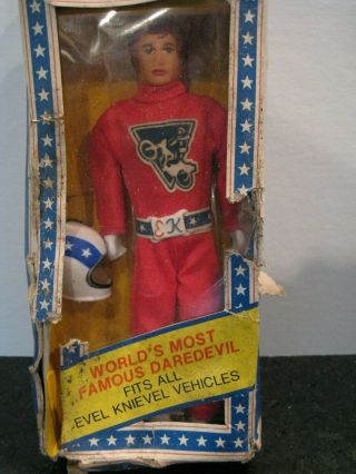 1972 Ideal Evel Knievel Figure - Red Suit - Helmet Never Removed From Box 3