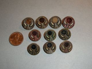 Matching Antique Brass Perfume Buttons Several Colors 5/8 "