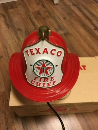 Vintage Texaco Fire Chief Hat Gas Service Station Helmet With Speaker /w Box