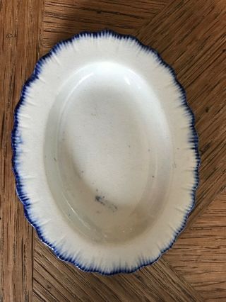 Antique 19th C.  Blue Feather Edge Pearlware Platter Plate Leeds Miniature Doll