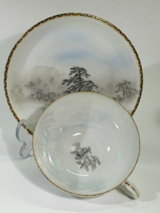 Antique Japanese Late Meiji Period Porcelain Cup & Saucer. 6