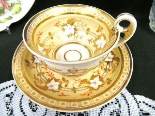 Antique English Porcelain Tea Cup And Saucer Hicks & Meigh C.  1820 Gold Teacup