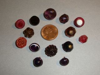 Antique Pink And Purple Glass Buttons 3/8 " To 1/2 "