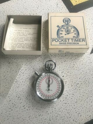 Vintage Wind - Up Pocket Stop Watch Timer Marcel & Ciie Swiss 1/10